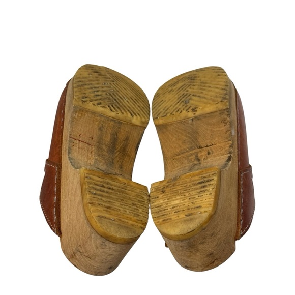 Skandals vintage brown leather wooden Swedish clogs size 37 - Picture 6 of 7